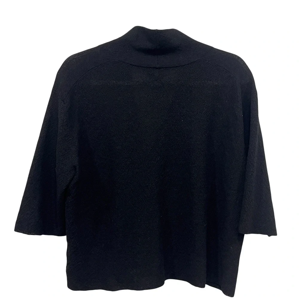 Eileen Fisher Petite Black Knit Wool Cardigan Sweater P L Bolero Shrug - Picture 5 of 8